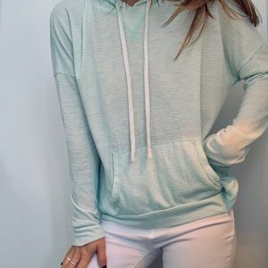 Light Green/White striped Light weight Hoodie!